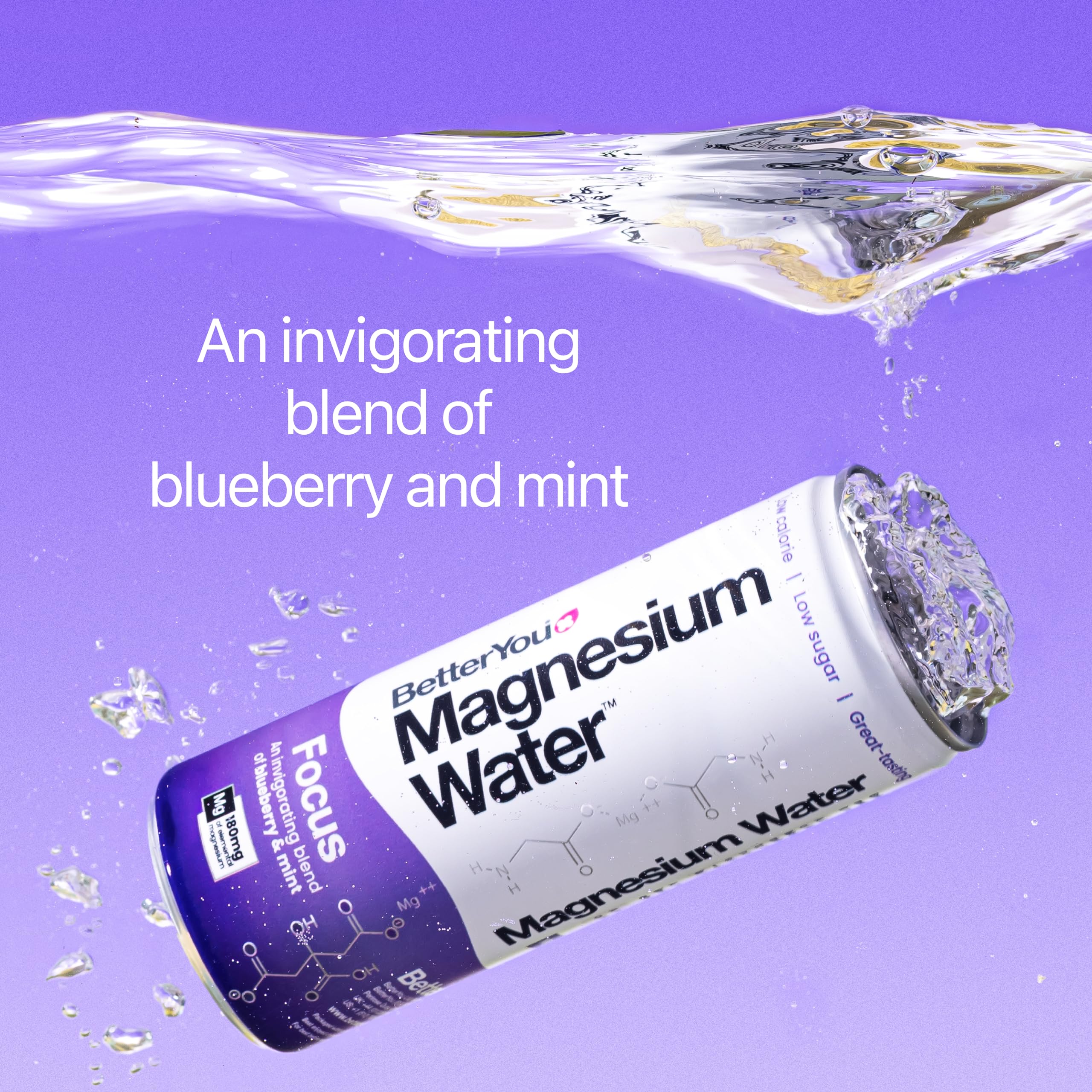 BetterYou Magnesium Water Focus - 12x250ml / Blueberry & Mint - Flavoured Water