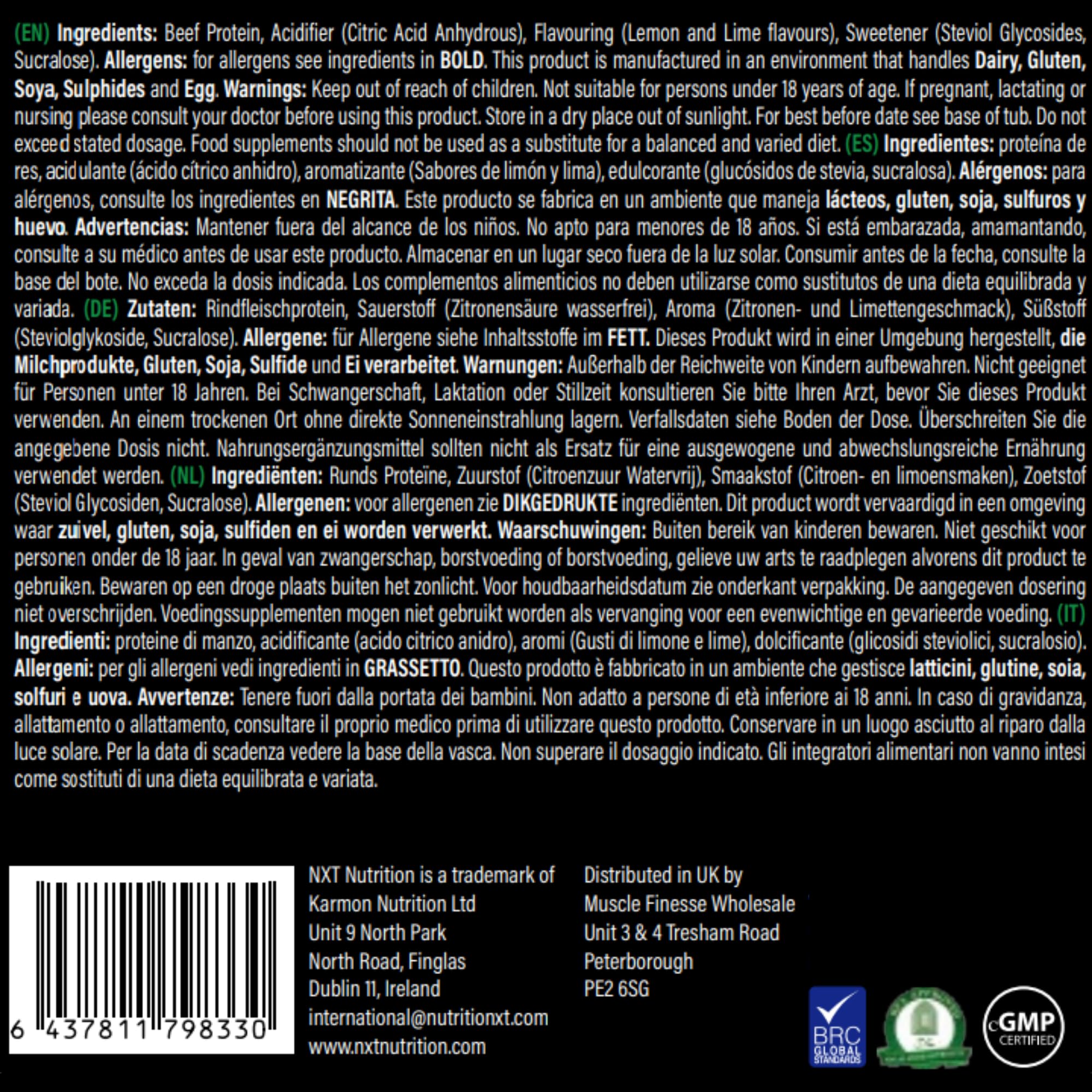 NXT Nutrition Beef Protein Isolate 540g