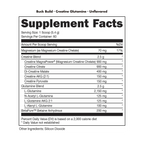 Nutrition label for Bucked Up Buckbuild supplement supporting muscle growth and workout performance