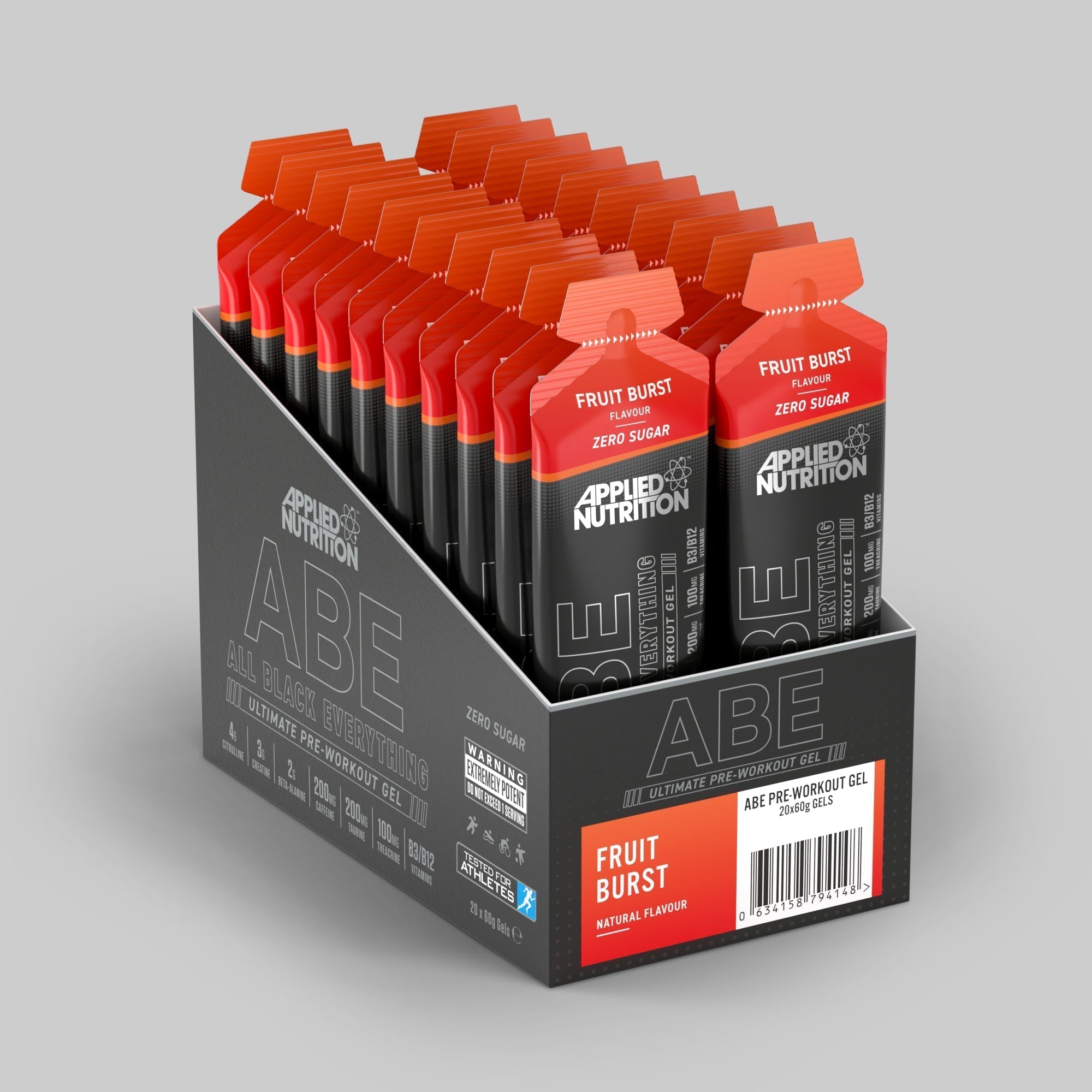 Applied Nutrition ABE (All Black Everything) Pre Workout Gel - 20x60g / Fruit Burst - Pre-Workout Gels