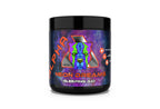 Black container of Neon Dreams Sleeping Aid with colorful dog label, boosts energy