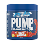Blue Applied Nutrition Pump 3G Zero container with fruit burst flavor featuring citrulline malate and vitamin B12