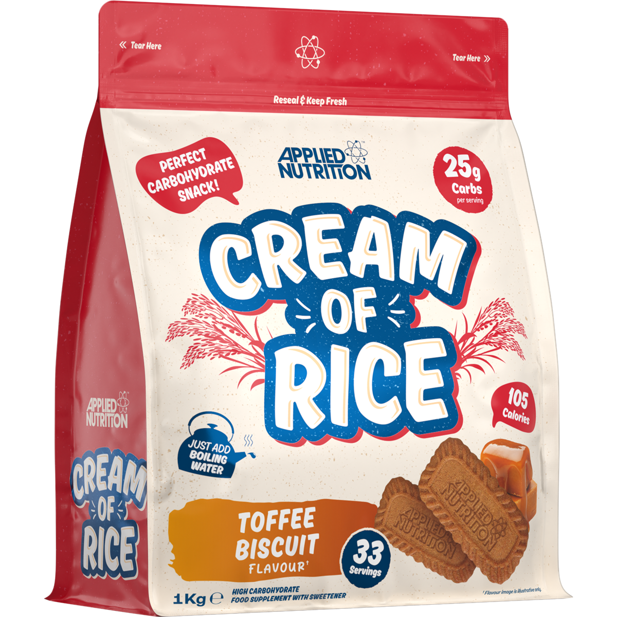 Applied Nutrition Cream Of Rice - 1kg / Toffee Biscuit - Cream of Rice Powder