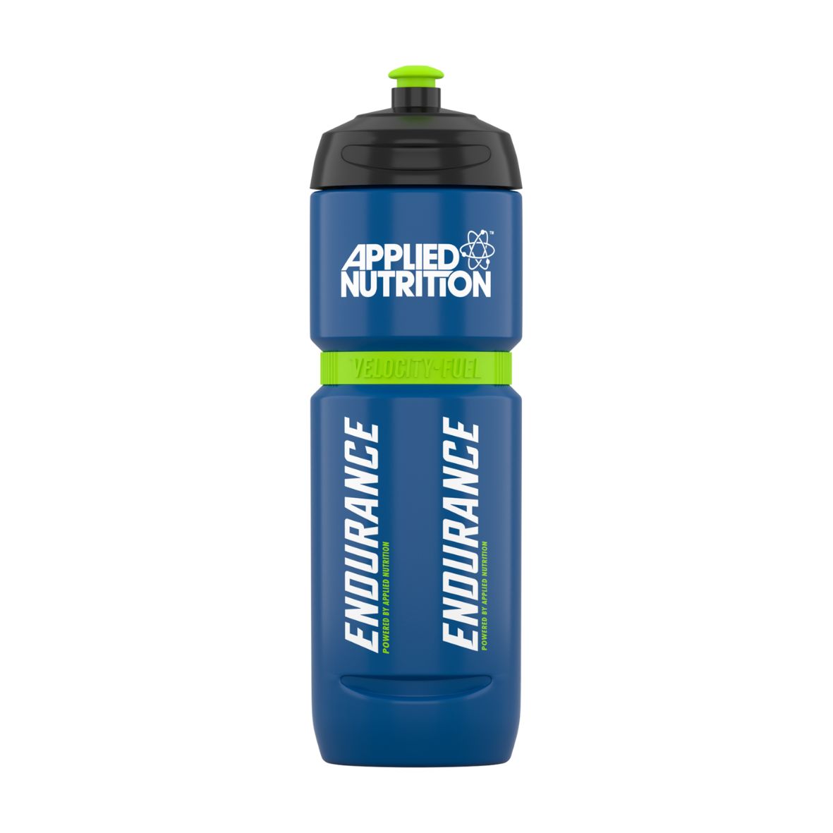 Blue and lime green Applied Nutrition Endurance portable sports bottle with black lid