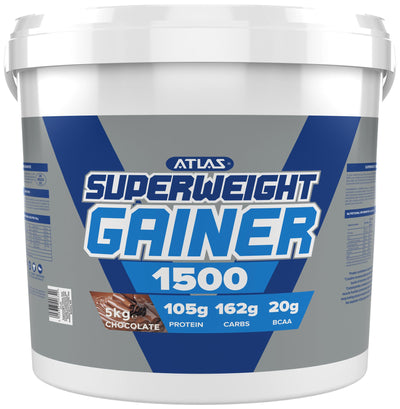 5kg Atlas Superweight Gainer 1500 protein powder with 105g protein per serving