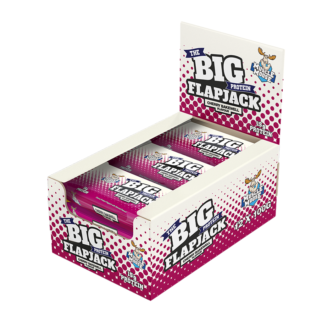 Muscle Moose Big Protein Flapjack - 12x100g / Cherry Bakewell - Protein Flapjacks