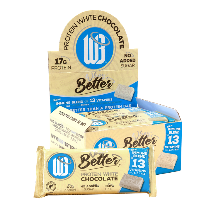 WheyBetter Protein White chocolate Immune Blend of Vitamins - 12x75g / Protein White Chocolate - Protein Bars