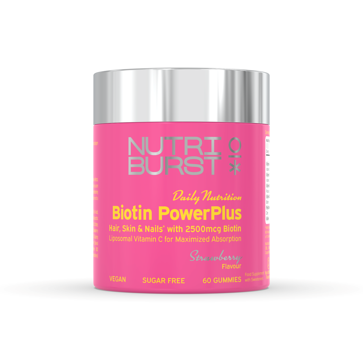 Nutriburst Biotin Powerplus - 60 Gummies / Strawberry - Hair Skin & Nails Support Gummies
