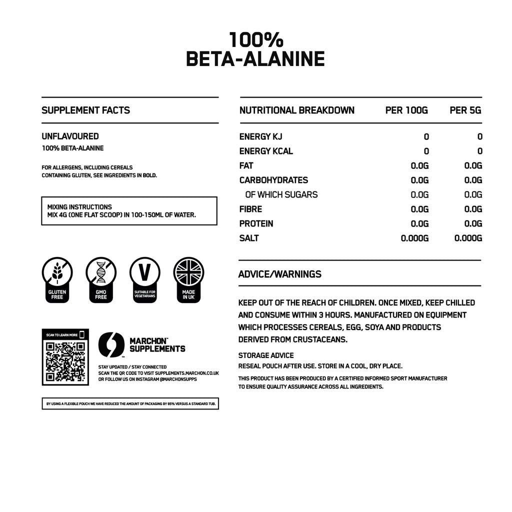 Marchon Supplements Beta Alanine - 240g - Beta Alanine Powder