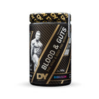 Black and gold DY Nutrition Blood And Guts pre workout with muscular man label
