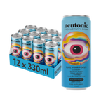 Neutonic productivity drink with colorful eye design, contains Rhodiola Rosea and Panax Ginseng