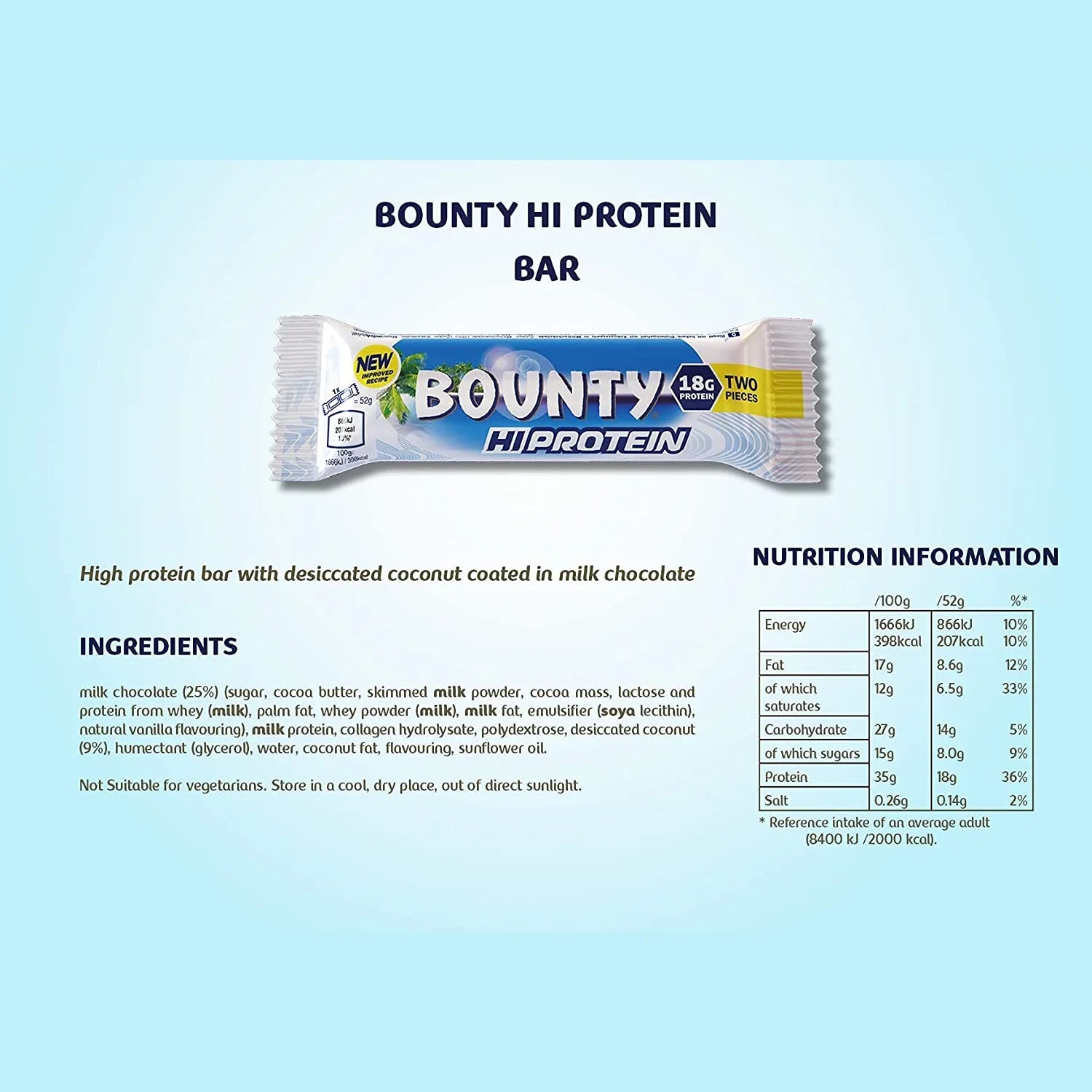 Bounty Protein Bar - 12x52g / Coconut - Protein Bars