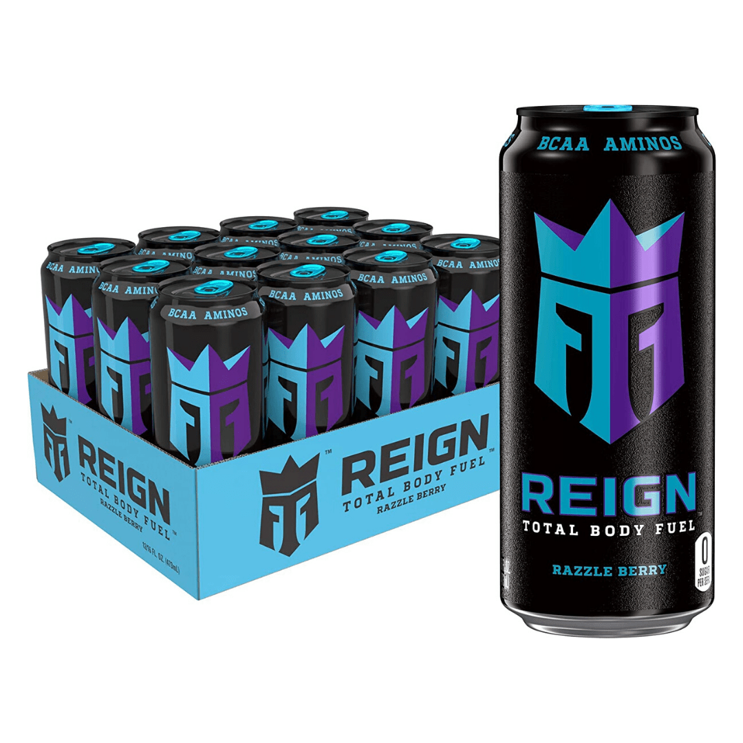 Reign Total Body Fuel Razzle Berry energy drinks with green coffee beans for muscle recovery