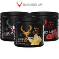 Three bucked up® pre-workout tubs with zero sugar in different flavors for blood flow