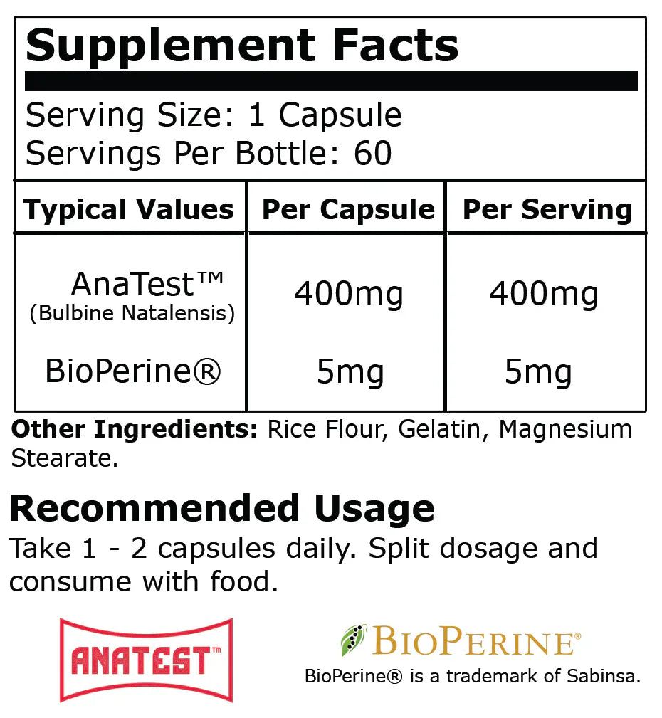 Black Mamba Bulbine - 60 Caps - Testosterone Booster Capsules