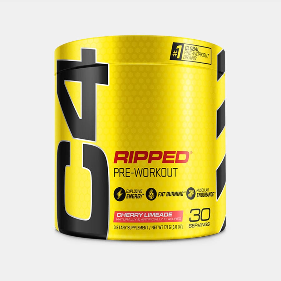 Yellow Cellucor C4 Ripped 30 Servings 180g with Cherry Limeade flavor for explosive energy