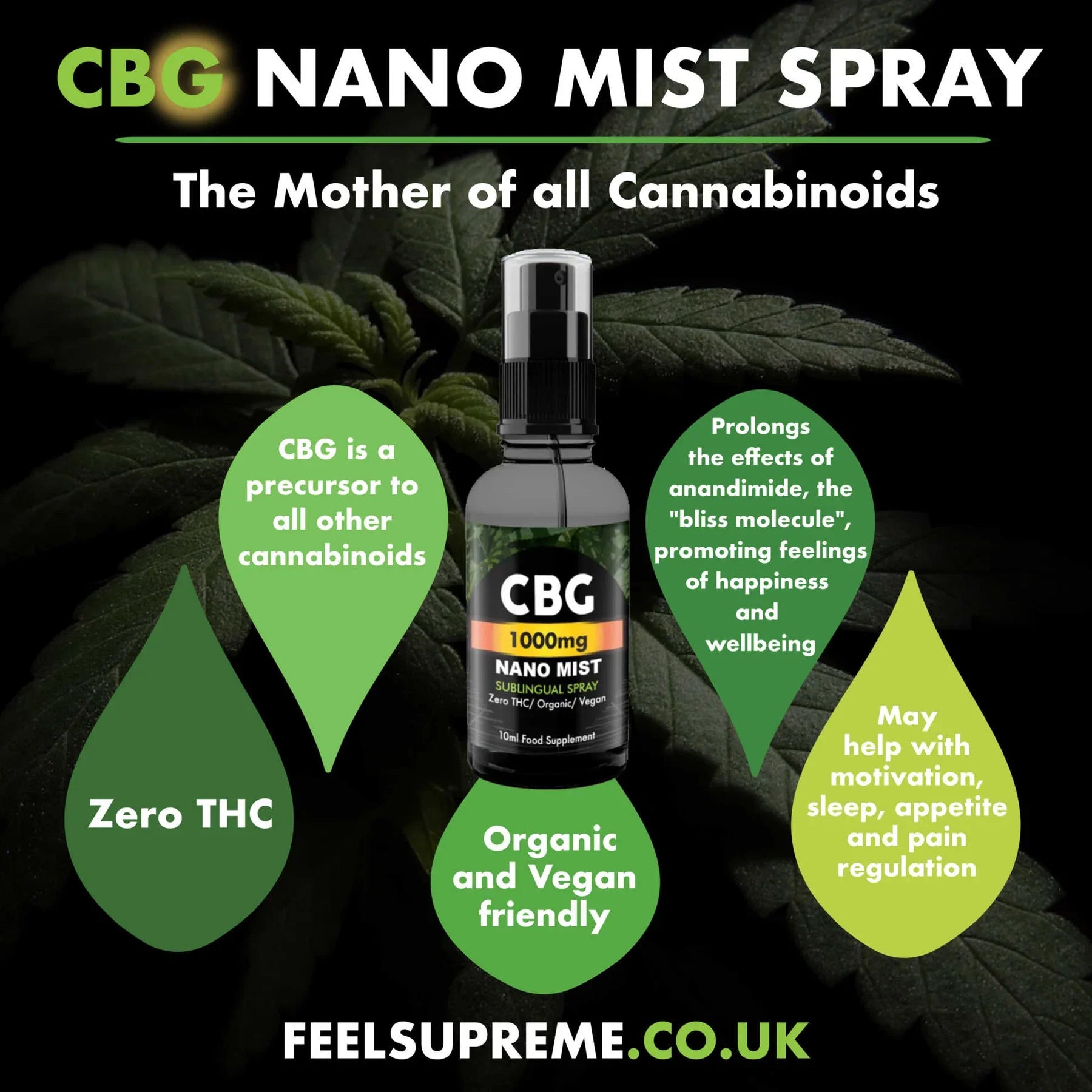 Feel Supreme CBG Liposomal Spray 1000mg 10ml Anti Inflammatory ANT001