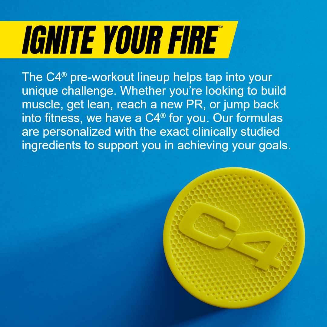 Yellow Cellucor C4 Ultimate coaster with Carnosyn Beta-Alanine grip pad