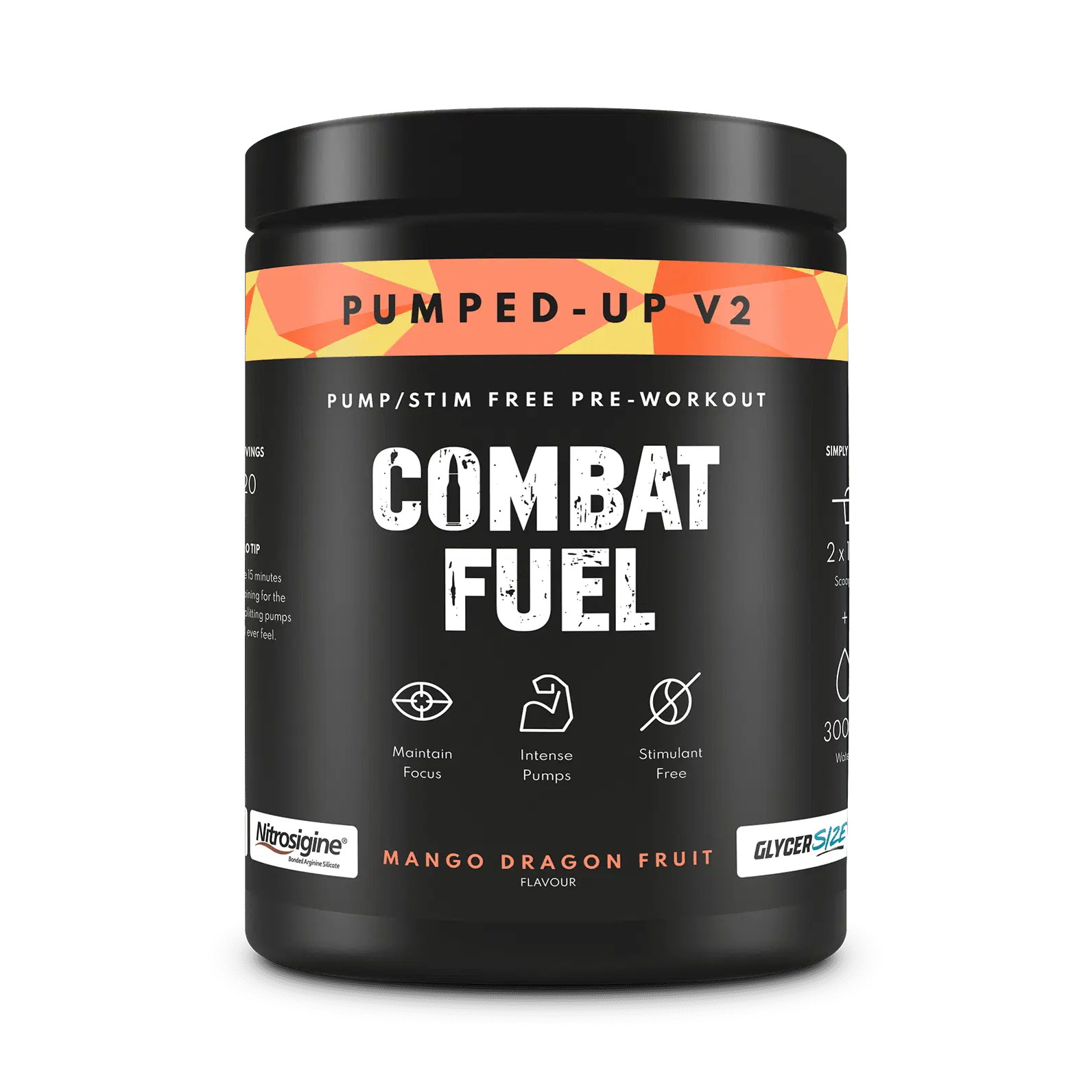 Combat Fuel Pumped-Up V2 - 500g / Mango Dragonfruit V2 - Stim Free Pre-Workout