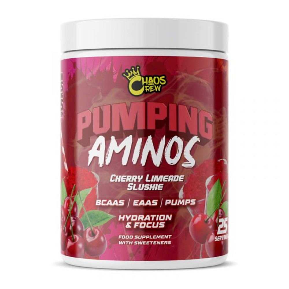 Cherry Limeade Slushie flavored Chaos Crew Pumping Aminos 2.0 for nitric oxide boost