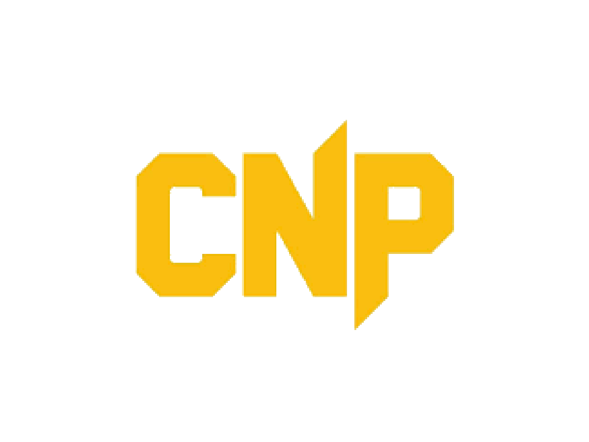Yellow 'CNP' logo on a white background