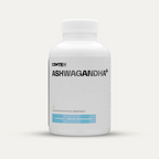 White plastic bottle of Conteh Sports Ashwagandha supplements for stress relief and better sleep