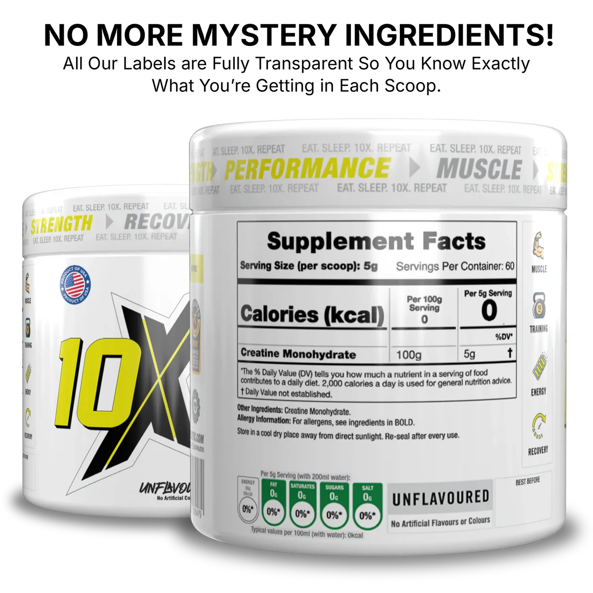 10X Athletic CRE - 300g / Unflavoured - Creatine Powder