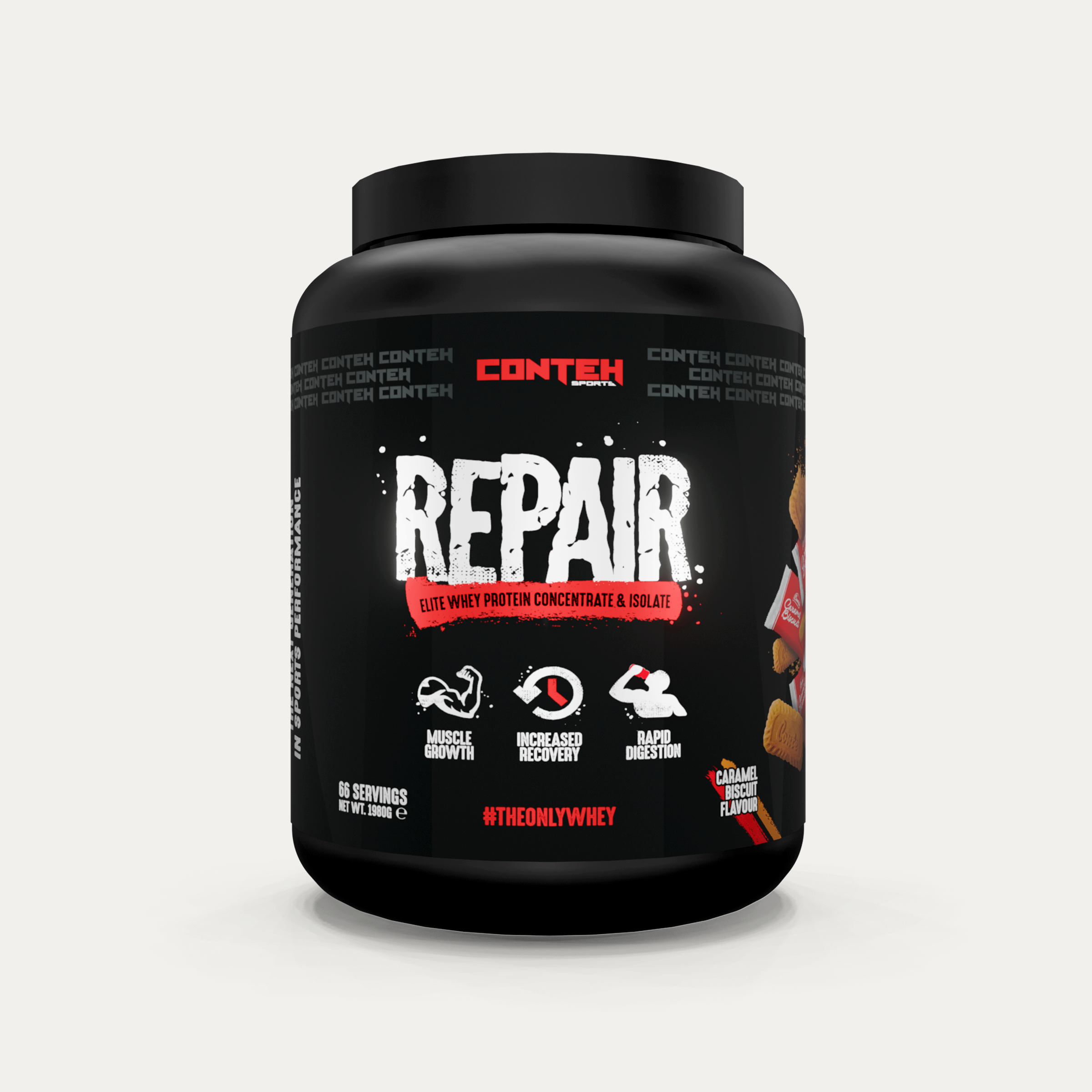 Conteh Sports Repair - 1980g / Caramel Biscuit - Protein Blend Powder (Whey Protein Concentrate Whey Protein Isolate