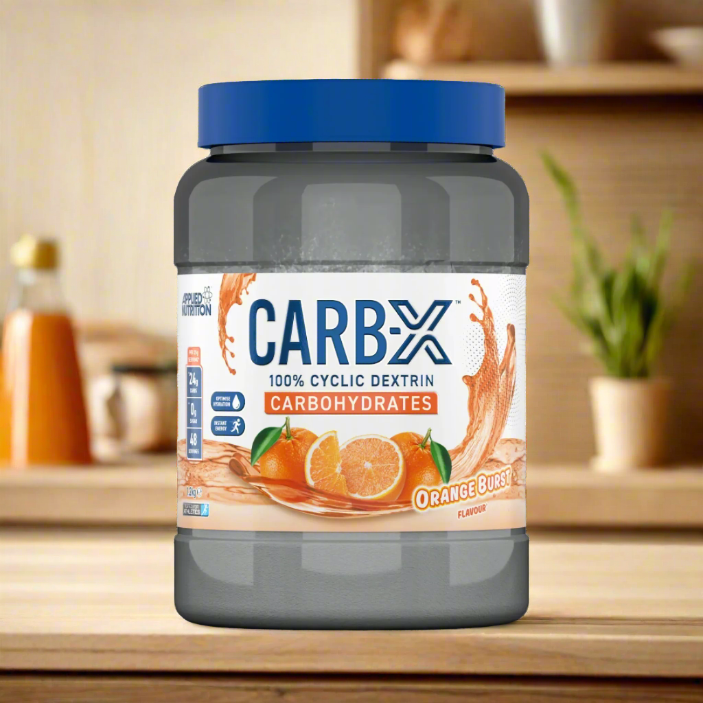 Orange flavored Applied Nutrition Carb tub with branched cyclic dextrin supplement