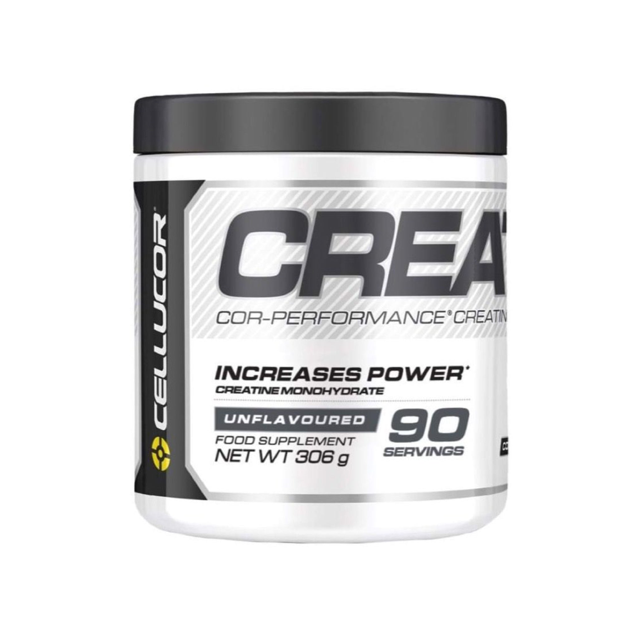 White tub of Cellucor Cor-Performance Creatine with 90 servings boosts power and promotes lean muscle