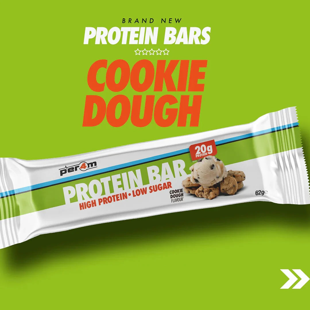 Per4m Protein Bar with Cookie Dough flavor high protein low sugar packed snack