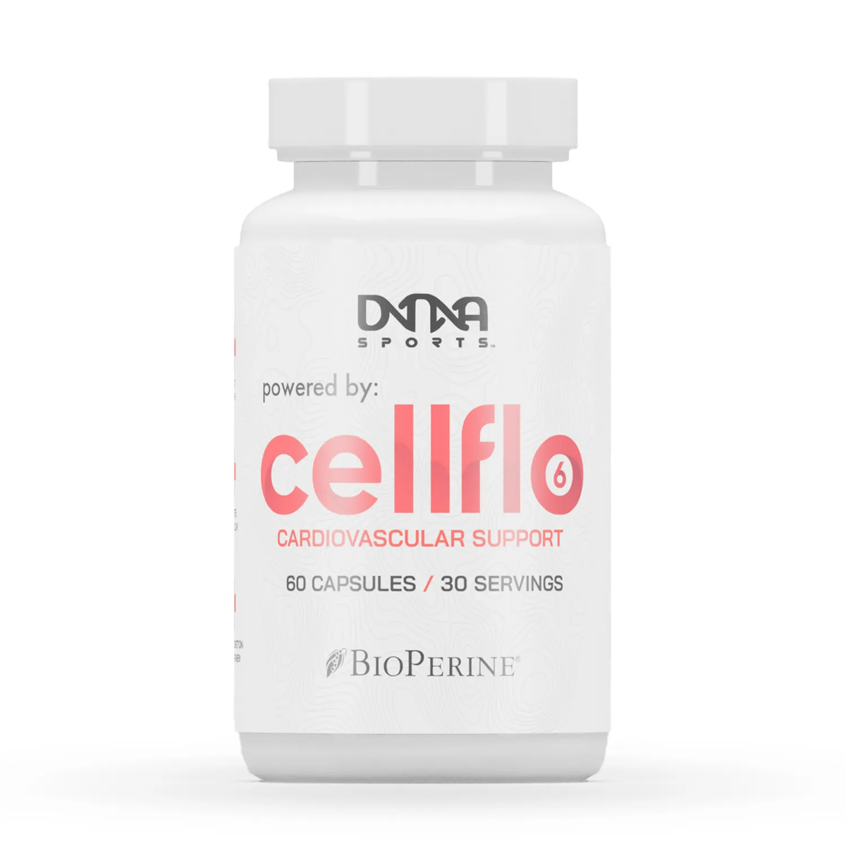White bottle of DNA Sports Cellflo6 capsules withanolide glycosides for stress reduction
