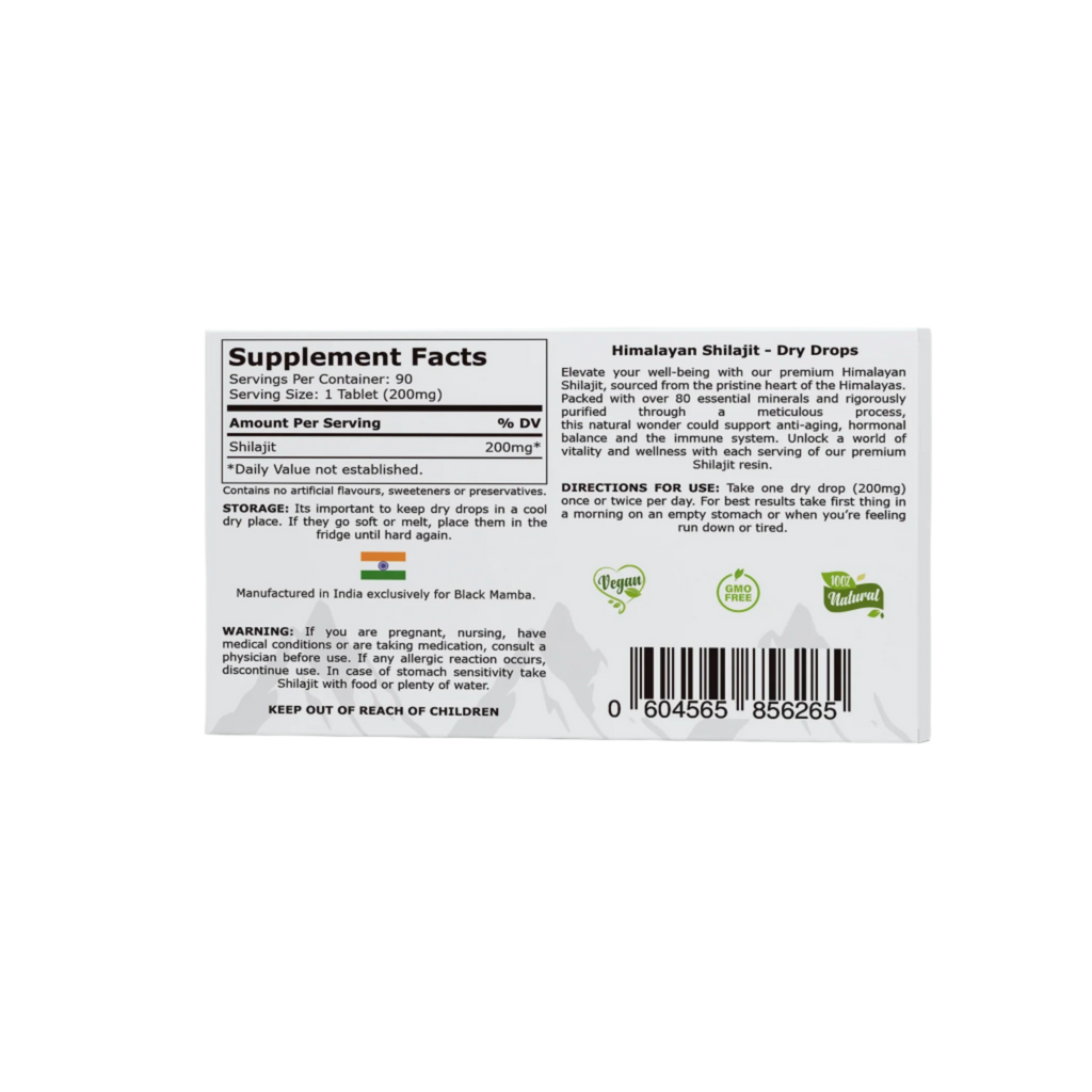 Black Mamba Shilajit Dry Drops - 90 Tabs - Cognitive Support