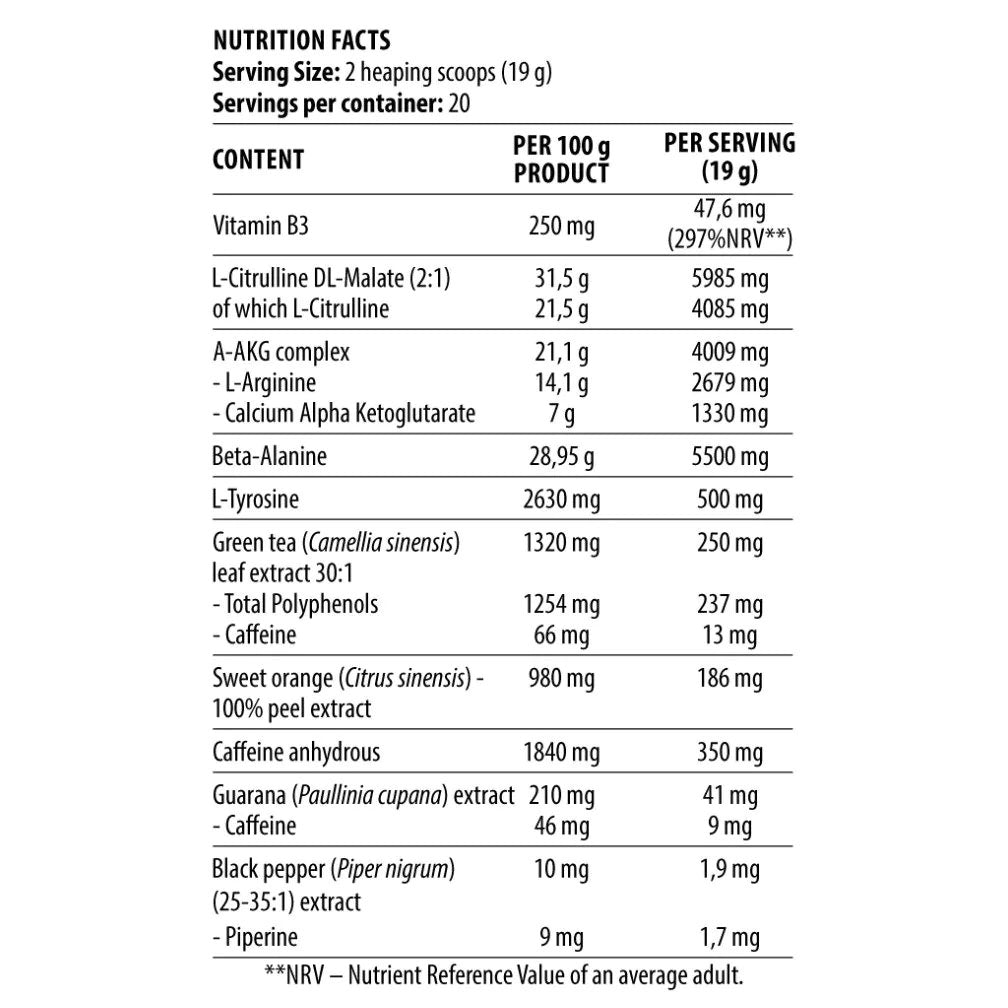 Nutrition facts label for DY Nutrition Blood And Guts supplement with blood nutrition info