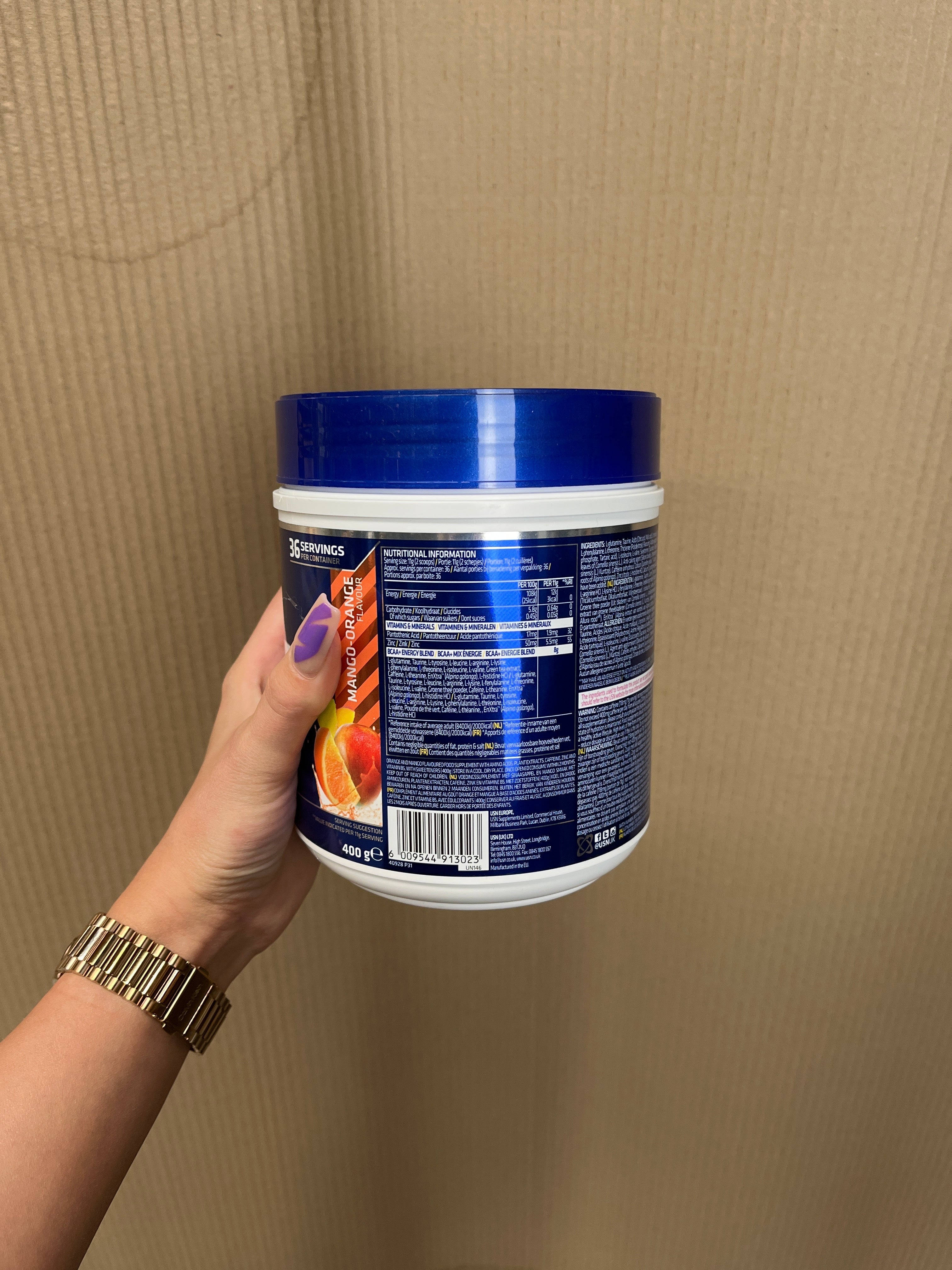 USN BCAA Power Punch Energy - 400g / Orange Mango - Amino Acids Powder