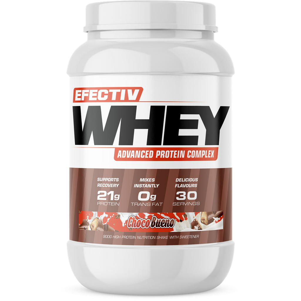 White and brown container of Effectiv Nutrition Whey for lean muscle and highly bioavailable whey