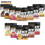 Various flavored protein powder pouches for lean muscle with Effectiv Nutrition Whey
