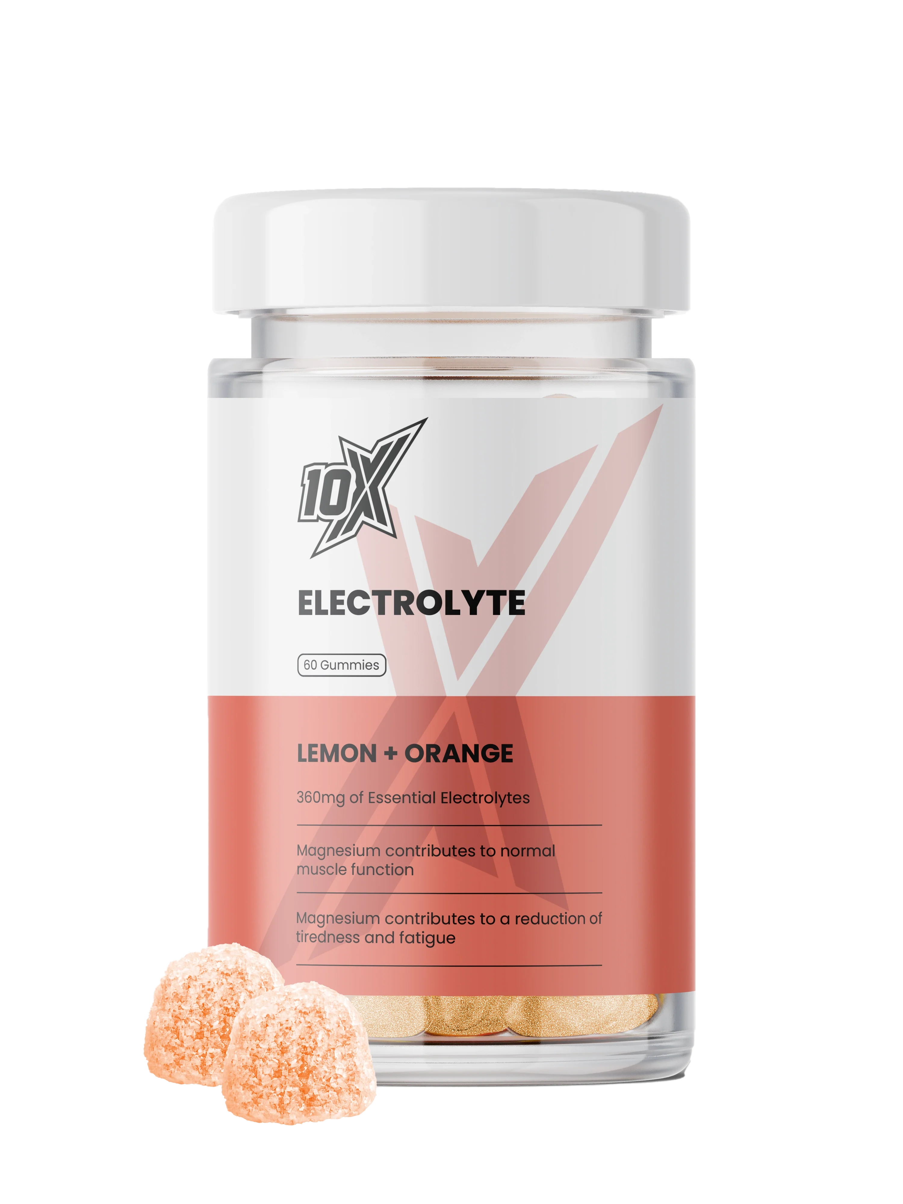 IOX Electrolyte supplement bottle with lemon and orange flavor on a white background