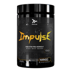 Black Endgame Impulse Pre-workout container with gold Impulse logo and Mango flavor for explosive energy