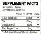 Nutrition label for Trained By JP Estro Control supplement supporting estrogen and hormonal balance