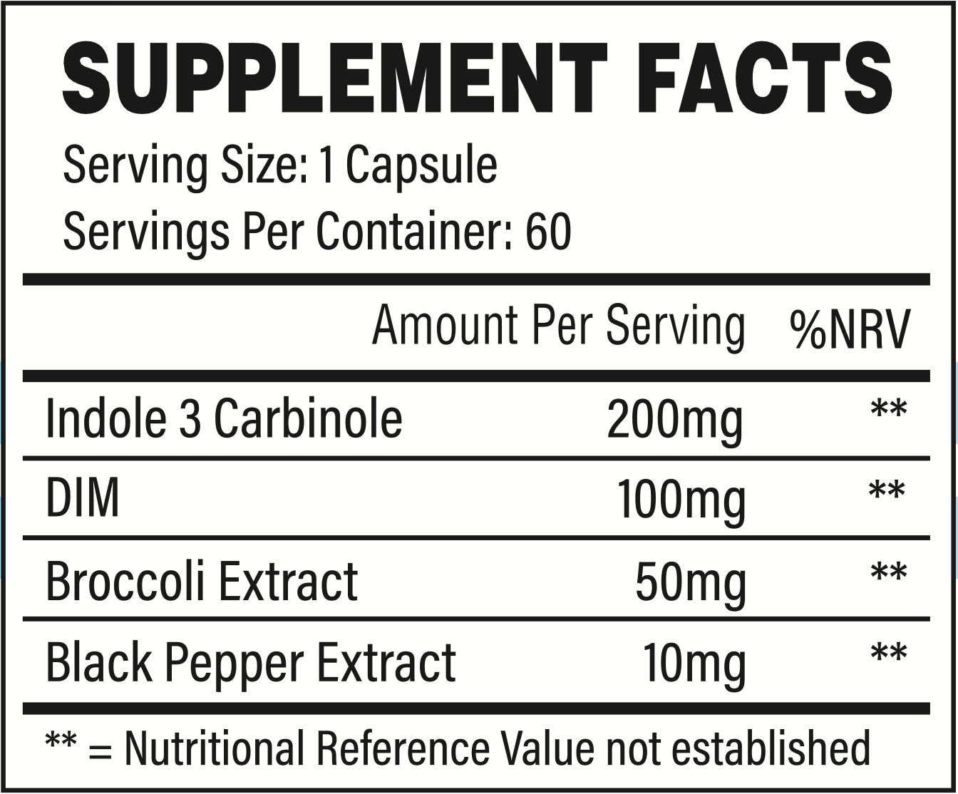 Nutrition label for Trained By JP Estro Control supplement supporting estrogen and hormonal balance