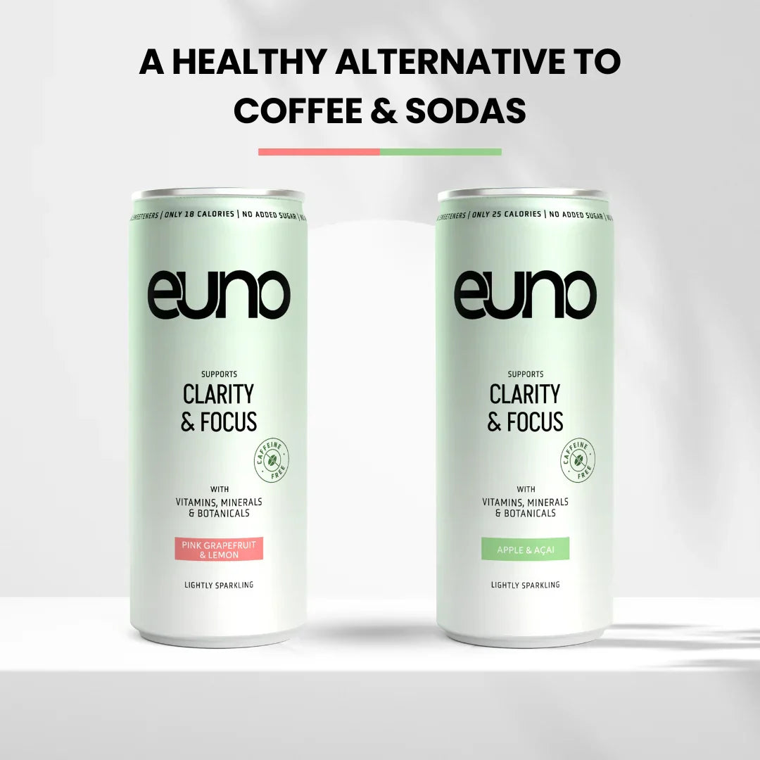 Euno Clarity & Focus Nootropics Drink with lion’s mane, in pink grapefruit & apple flavors