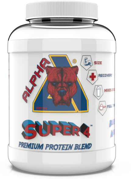 Alpha Neon SUPER 4 - 2kg / Banana Sundae - Protein Blend Powder (Whey Protein Concentrate Whey Protein Isolate Calcium