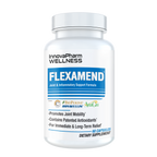 White plastic bottle of Innovapharm Flexamend capsules for natural joint support