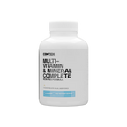 White supplement bottle labeled 'Multi-Vitamin & Mineral Complete' on a white background