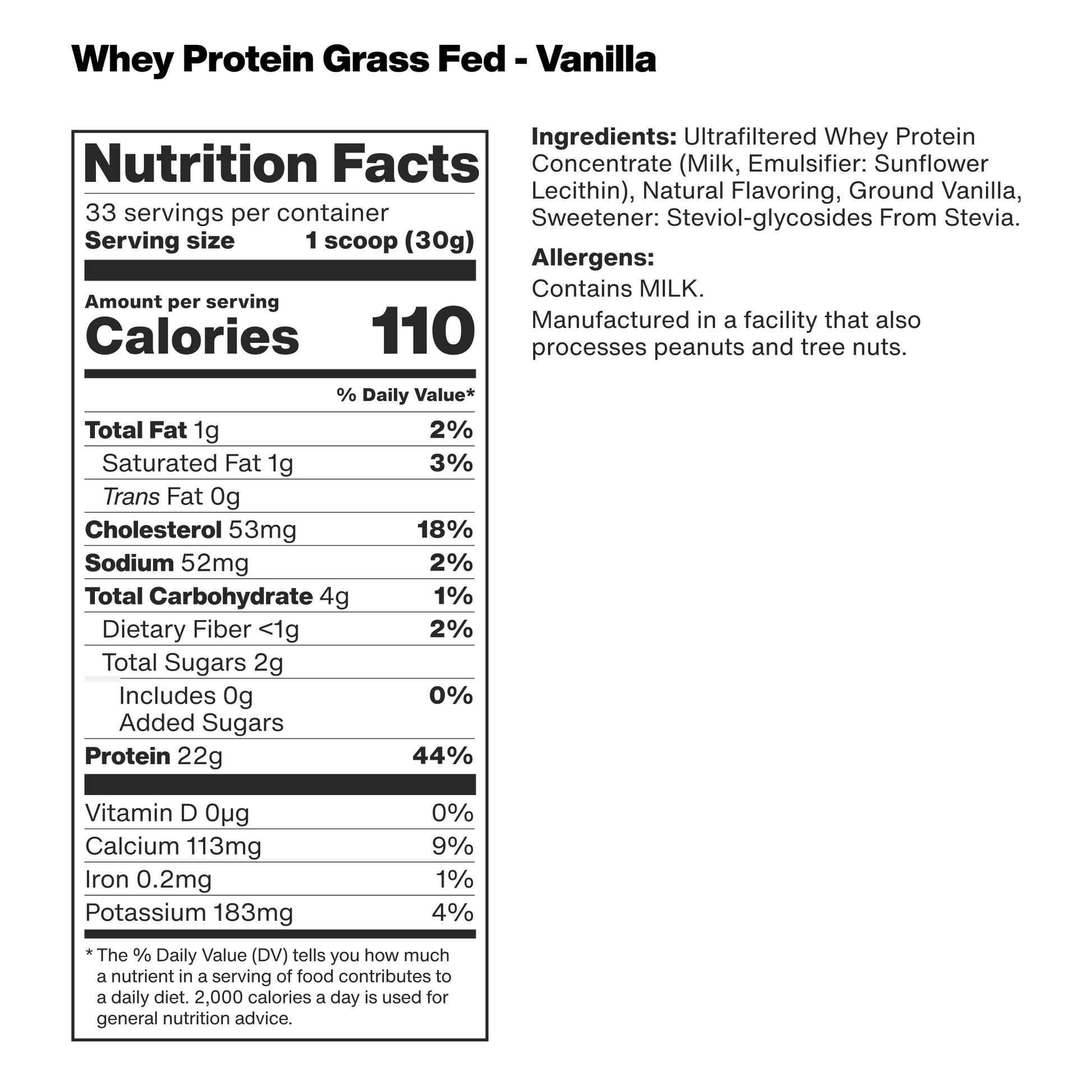 Vilgain Grass-fed Whey Protein 1000g