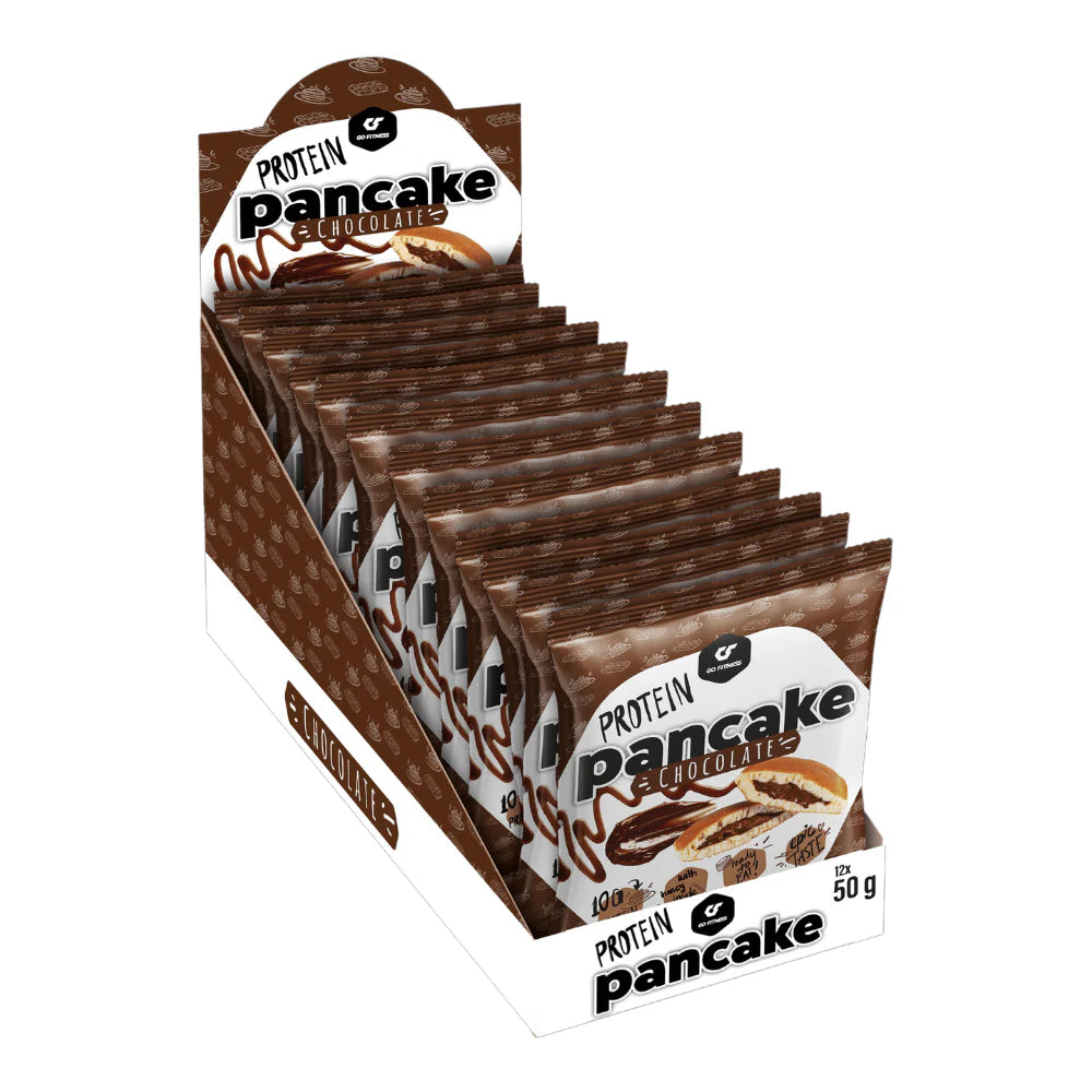 Display box of Go Fitness Protein Pancake with soft, delicious whipped protein pancakes
