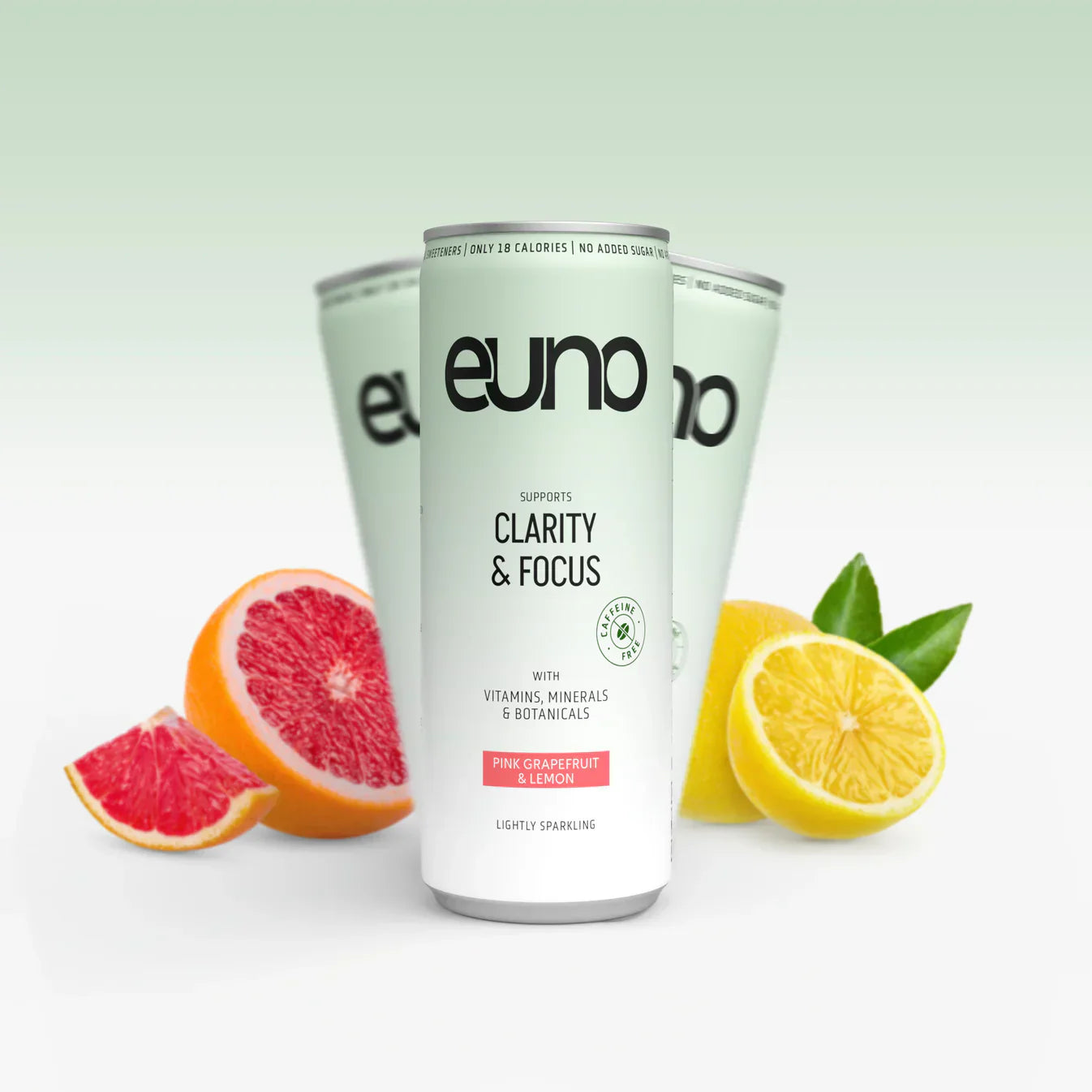 Tall Euno Clarity & Focus Nootropics Drink can with pink grapefruit lemon flavor and lion’s mane