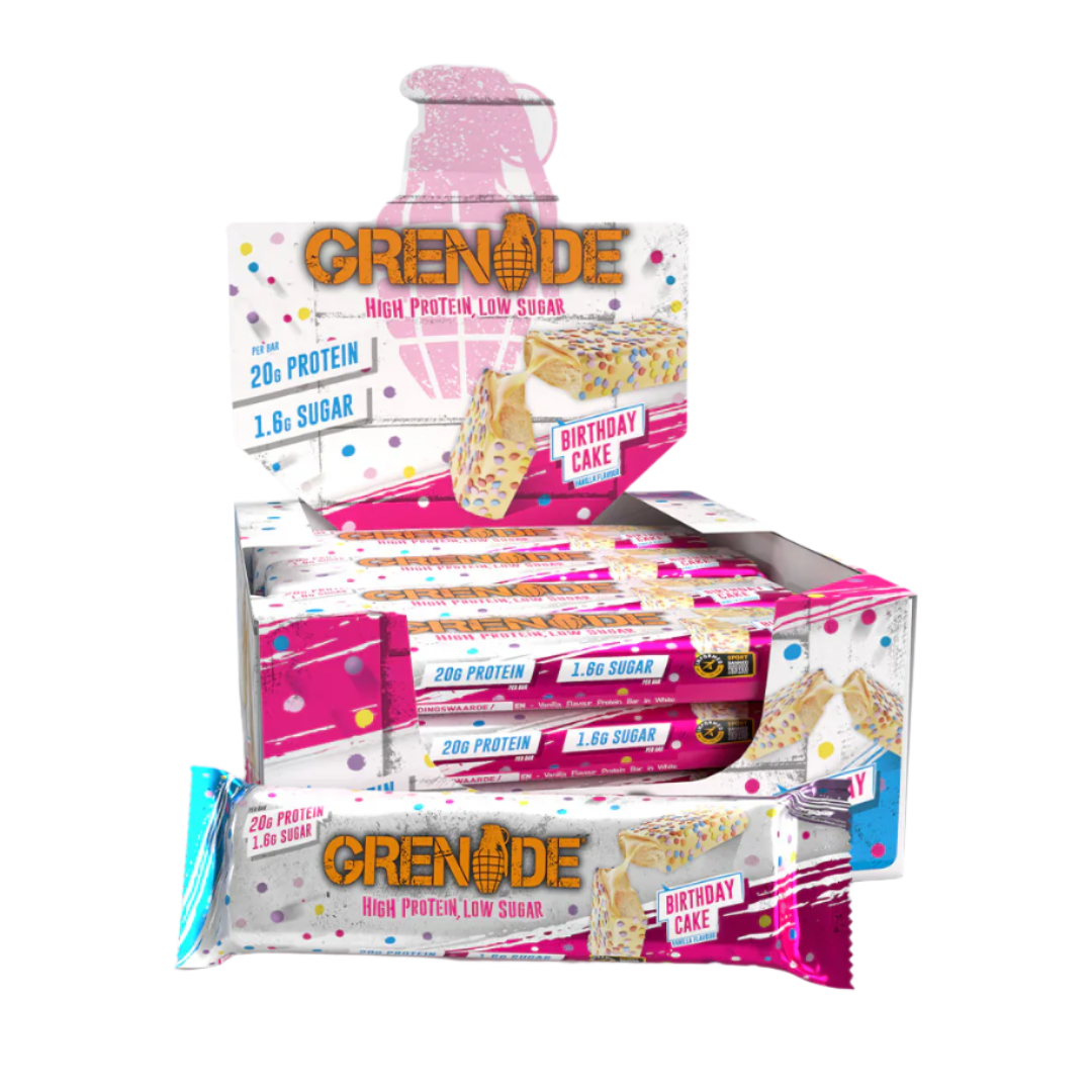 Grenade Protein Bar - 12x60g / Birthday Cake - Protein Bars