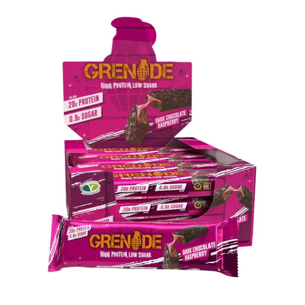 Grenade Protein Bar - 12x60g / Dark Chocolate Raspberry - Protein Bars